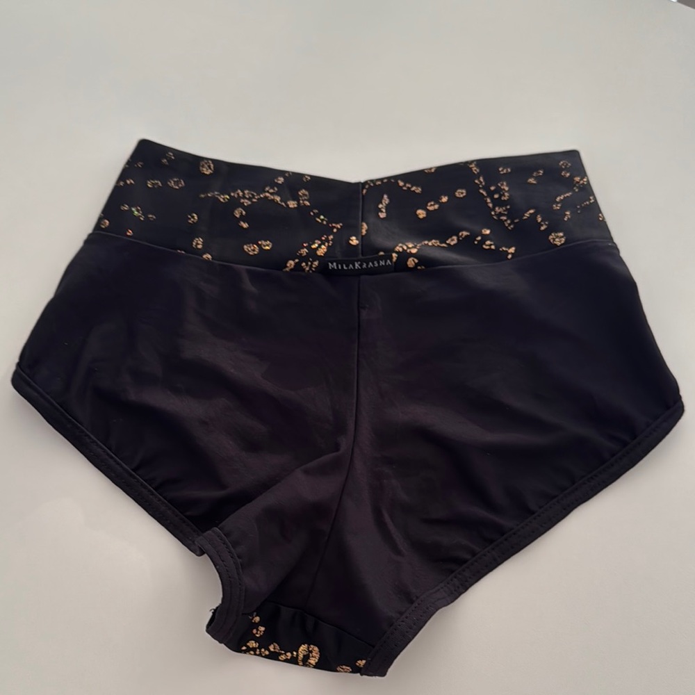 Black and Gold High-Waisted Shorts